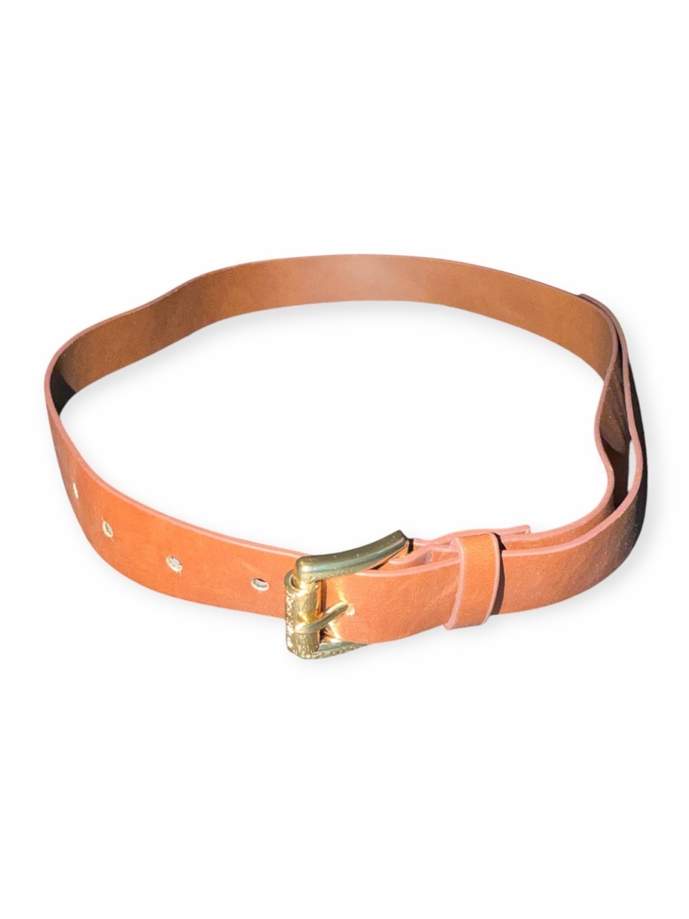 Michael Kors Tan Leather Belt with Gold-Tone Buckle
